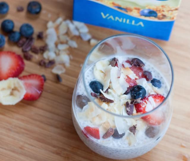 Banana split chia seed pudding