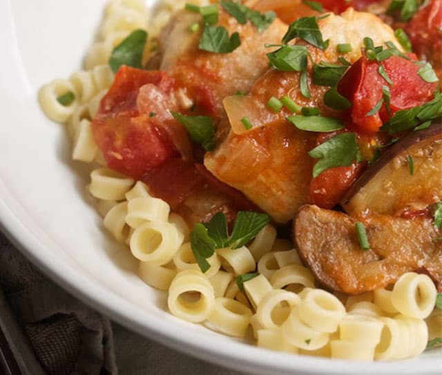 Chicken breast with eggplant and creamy tomato sauce
