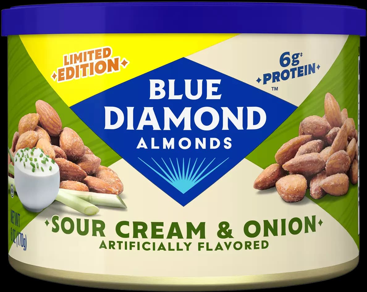 Blue Diamond Almonds - Sour Cream & Onion 6oz can